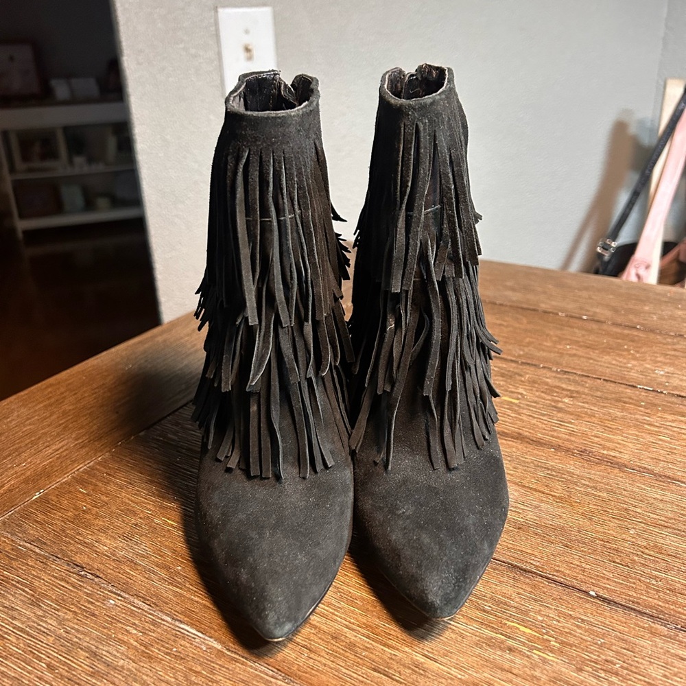 Steve Madden Leather suede flapper fringed boots size 5.5 - Picture 4 of 9